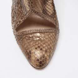 Oscar de la Renta Btown/Gold Python Booties Size 40.5
