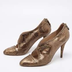 Oscar de la Renta Btown/Gold Python Booties Size 40.5
