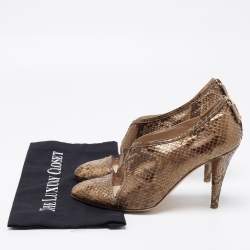 Oscar de la Renta Btown/Gold Python Booties Size 40.5