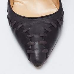 Pre Owned Oscar de la Renta Black Leather Pumps Size 38