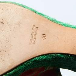 Pre Owned Oscar de la Renta Multicolor Fabric Espadrille Platform Wedge Peep-Toe Slingback Sandals Size 40