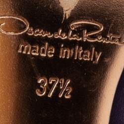 Pre Owned Oscar de la Renta Purple/Black Satin And Suede Crystal Embellished Pointed Toe Pumps Size 37.5