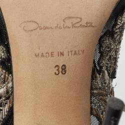 Pre Owned Oscar de la Renta Black Patent Leather and Mesh Alyssa Pumps Size 38