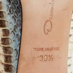 Pre Owned Oscar de la Renta Multicolor Python Leather and Fabric Pointed Toe Pumps Size 39.5