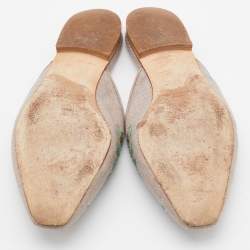 Pre Owned Oscar de la Renta Multicolor Canvas Embroidered Spanish Flat Mules Size 37