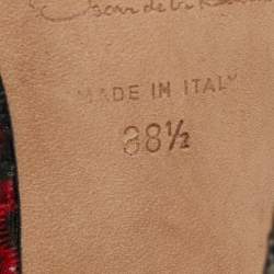 Pre Owned Oscar de la Renta Multicolor Floral Print Fabric Pumps Size 38.5