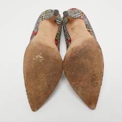 Pre Owned Oscar de la Renta Multicolor Floral Print Fabric Pumps Size 38.5