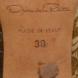 مملوكة مسبقًا Oscar de la Renta Golden Brocade Fabric Pointed Toe Pumps Size 38