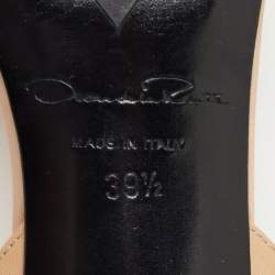 Pre Owned Oscar de la Renta Beige Leather Cora Knot Slingback Pumps Size 39.5