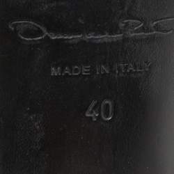 Pre Owned Oscar de la Renta Off White Patent Leather Pointed Toe Mules Size 40