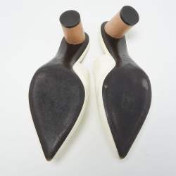 Pre Owned Oscar de la Renta Off White Patent Leather Pointed Toe Mules Size 40