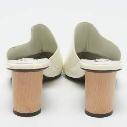 Pre Owned Oscar de la Renta Off White Patent Leather Pointed Toe Mules Size 40