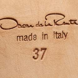 Pre Owned Oscar de la Renta Black Patent Leather, PVC and Lace Ambria Peep Toe Pumps Size 37