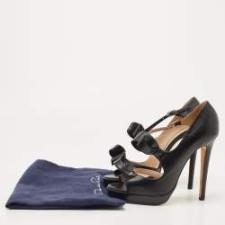 Pre Owned Oscar de la Renta Black Leather Pumps Size 38