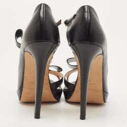 Pre Owned Oscar de la Renta Black Leather Pumps Size 38
