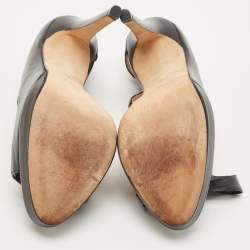 Pre Owned Oscar de la Renta Black Leather Pumps Size 38