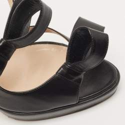 Pre Owned Oscar de la Renta Black Leather Pumps Size 38