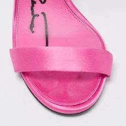 Pre Owned Oscar De La Renta Pink Satin Braided Ankle Strap Sandals Size 36.5