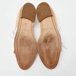 Pre Owned Oscar de la Renta Tricolor Leather Fringe Detail Lace Up Derby Size 40