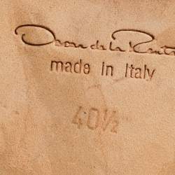 Pre Owned Oscar de la Renta Black Leather Lace Detail Lace Up Derby Size 40.5