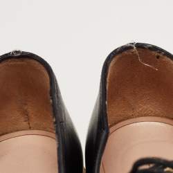 Pre Owned Oscar de la Renta Black Leather Lace Detail Lace Up Derby Size 40.5