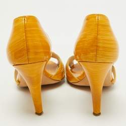 Pre Owned Oscar de la Renta Yellow Patent Leather Sandals Size 38.5