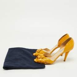 Pre Owned Oscar de la Renta Yellow Patent Leather Sandals Size 38.5