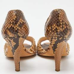 Pre Owned Oscar de la Renta Beige/Brown Python D'orsay Pumps Size 37
