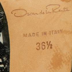 Pre Owned Oscar de la Renta Black Embroidery Patent Leather and PVC Alyssa Embellished Pointed Toe Pumps Size 36.5