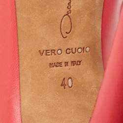 Oscar De La Renta Pink/White Leather Peep Toe Pumps Size 40