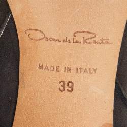 Pre Owned Oscar de la Renta Dark Grey Suede and Mink Fur Knee Length Boots Size 39