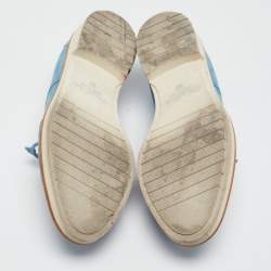 Pre Owned Oscar de la Renta Blue Suede Lace Up Oxfords Size 37