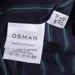 مملوكة مسبقًا Osman Navy/Green Stripe Cotton Culottes Pants M