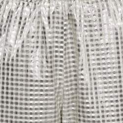 Ottodame Silver Lurex and Cotton Blend Gingham Trousers S