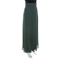 P.A.R.O.S.H. Pine Green Plisse Crepe Elasticized Waist Maxi Skirt XS
