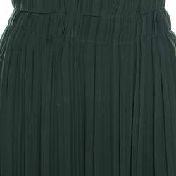 P.A.R.O.S.H. Pine Green Plisse Crepe Elasticized Waist Maxi Skirt XS