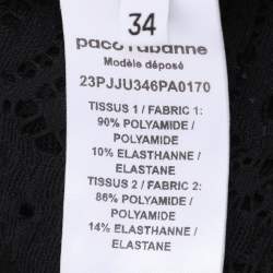 Pre Owned Paco Rabanne Black Floral Lace Midi Skirt S