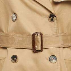 مملوكة مسبقًا Paco Rabanne Beige Cotton Polyurethane Double Breasted Trench Coat S