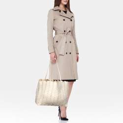 Pre Owned Paco Rabanne Cream Leather Pacoio Tote