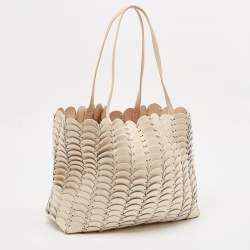 Pre Owned Paco Rabanne Cream Leather Pacoio Tote
