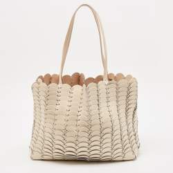 Pre Owned Paco Rabanne Cream Leather Pacoio Tote