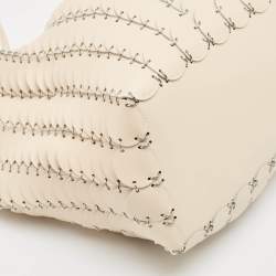 Pre Owned Paco Rabanne Cream Leather Pacoio Tote