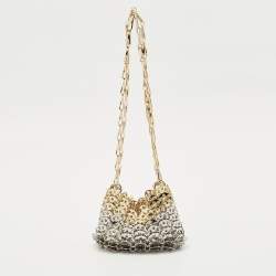 Pre Owned Paco Rabanne Gold/Silver Chain Link Metal Mini Crossbody Bag