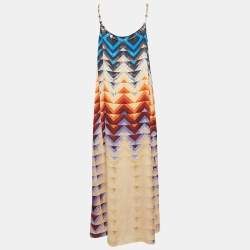 Paco Rabanne Multicolor Abstract Print Satin Chain Strap Maxi Dress S
