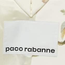 Paco Rabanne Cream Rose Print Cotton and Plisse Skirt Suit M/L