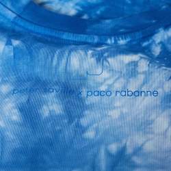 Paco Rabanne Blue Tie-Dye Print Cotton Asymmetric T-Shirt S
