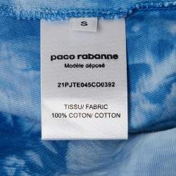 Paco Rabanne Blue Tie-Dye Print Cotton Asymmetric T-Shirt S