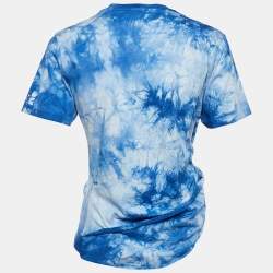Paco Rabanne Blue Tie-Dye Print Cotton Asymmetric T-Shirt S