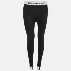 Paco Rabanne Black Logo Print Band Stir-Up Leggings S