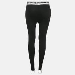 Paco Rabanne Black Logo Print Band Stir-Up Leggings S